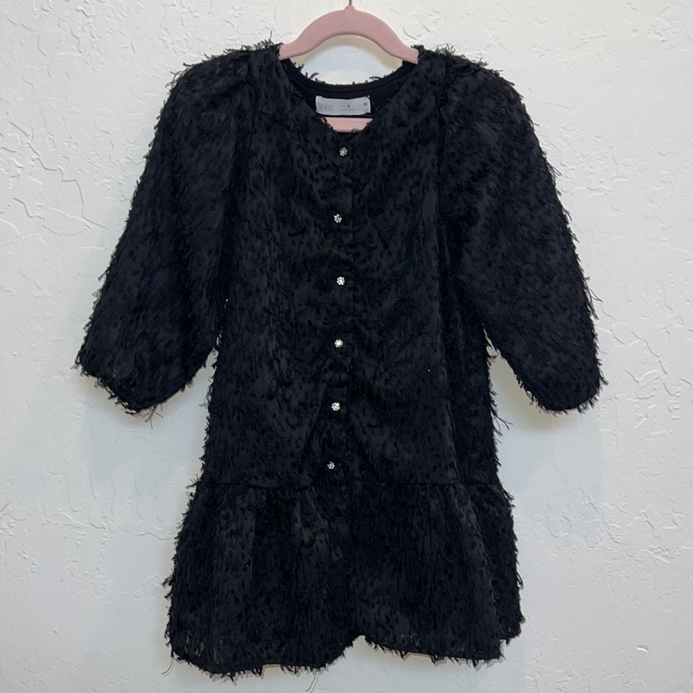 Zara girls black fringe dress 6